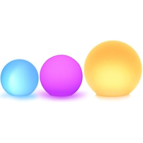 Mr.Go 8-inch, 10-inch and 14-inch LED Ball Light Bundle, Rechargeable, Remote Control, Dimmable 16 RGB Colors 4 Modes, Waterproof, Great as Night Light Mood Lamp Ambient Lighting Decorations Cover