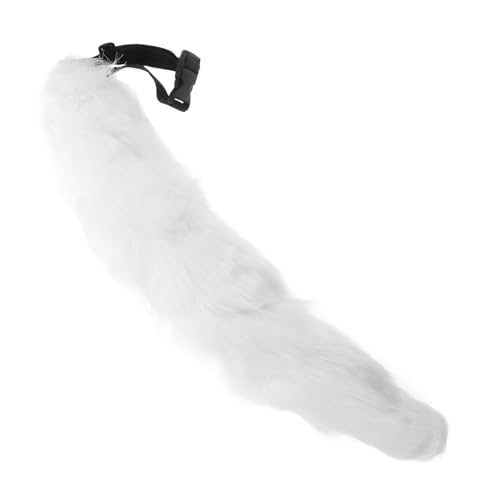 LIFKOME Faux Animal Tail Pendant for Cosplay Costume Handmade Wolf Cat Tail Accessory for Halloween Party Soft and Realistic Appearance Artisan Crafted for Unique Character Design White