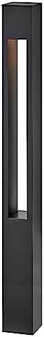 Hinkley Atlantis 12V Large Square Landscape Bollard, Aluminum, Etched Glass Lens, Modern, LED Bulb Included, Satin Black Finish