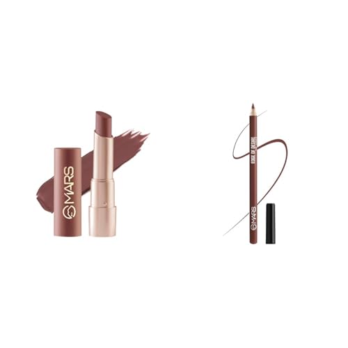 Image of MARS Creamy Matte Long Lasting & Creamy Lipstick(3.2 gm) (09-Bollywood Surprise) Matte Lip Liner One Swipe Smooth Long Lasting Lip Pencil (1.4gm) (02-DEEP DAWN)
