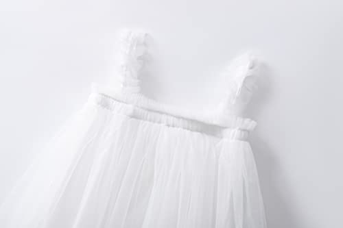 Lzh Baby Girls Layered Dress Tulle First Birthday Dresses For Girls Toddler Princess Sleeveless Tutu Dress White #TOP1