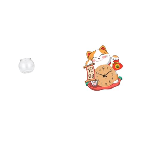 Baoblaze Transparent Small Fish Tank Ornament Aquarium Bowl for Office Table Home Decor Plants Cat Wall Clock Non Ticking Silent Hanging Clock for Kids Bedroom