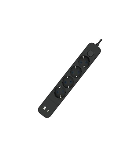 Multiprise 4 prises avec ports USB A et C pour charge rapide noire