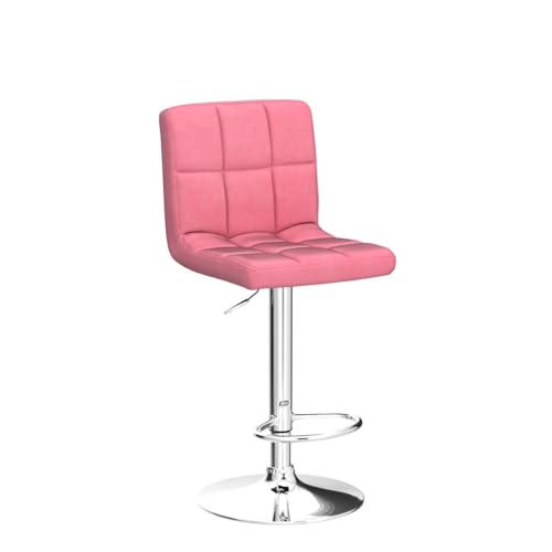 Image of Yaheetech Velvet Bar Stools, Adjustable Barstools Set of 4, Armless Swivel Counter Stools with Thickened Seat Cushion for Kitchen Island, Pink
