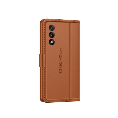 Image of KIVANO LUXE Compatible for OnePlus Nord 5 5G Luxury Handmade Leather Magnetic Flip Folio Case | Card Holder & Kickstand | Slim Protective Cover | Unisex - Brown