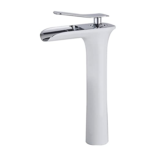 Mitigeur cascade pour lavabo au design or blanc et épuré
