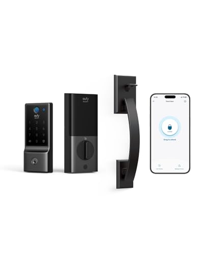 eufy Security Smart Lock C220 with Handleset, Fingerprint Keyless Entry Door Lock, Built-in Wi-Fi, App Remote Control, Front Door Deadbolt, 8 Months Battery, IP53 Waterproof, BHMA Certified