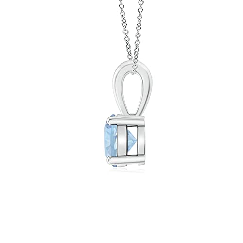 Angara Natural Aquamarine Solitaire Pendant for Women | Round Aquamarine Solitaire Pendant Necklace in 14K Solid Gold/Silver/Platinum | March Birthday, Anniversary, Gemstone Jewellery Gift2