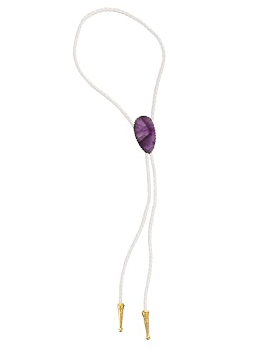 Image of Daisy Del Sol Gemstone Bolo Tie Braided Vegan Faux Leather Natural Stone Gold Handmade Necklace Adjustable Boho Western Jewelry