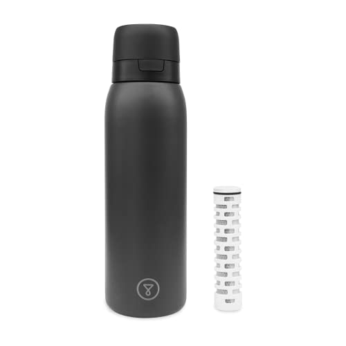 TAPP Water BottlePro - Botella reutilizable. Filtra +80 contaminantes. Libre de BPA. Recambios sostenibles y cierre hermético. 750ml. Botella con filtro + 1 recambio (Negro)