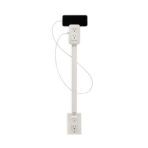 Retractable Power Strip Extension Cord, 180° Rotating Socket, Adjustable Length
