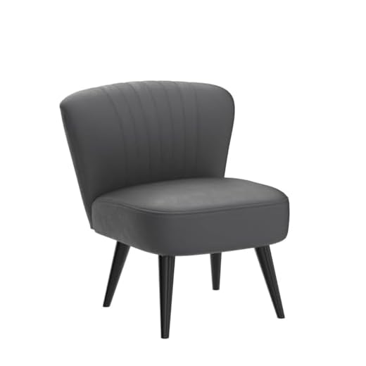 JAMFLY Accent Chair Set of 2, Velvet Sofa Chairs for Living Room, Modern Chairs for Bedroom, Single Sofa Armless Chairs with Wood Legs, Comfy Reading Chair, Dark Grey