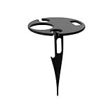 Outdoor Portable Folding Wine Table, Beach Sand Ground-Insert Cup Holder Stand, Garden Wine Glass Table for Camping BBQ, Wood Wine Rack, 1 or 2 Tier (Single Layer (Black))