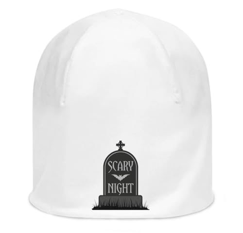 Bonnet en coton fin blanc extensible avec motif pierre tombale graphique