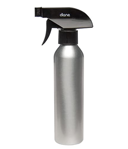 Diane Aluminum Spray Bottle Applicator with Nozzle for Hair Styling and Coloring Small - 9.4 x 1.5 8oz Capacity Silver