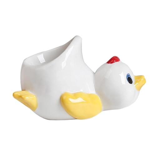 Menolana Easter Egg Cup Holder, Figurine, Crafts, Decoration Collectible Porcelain Ceramic Egg Stand for Tabletop Display, Duck Shape