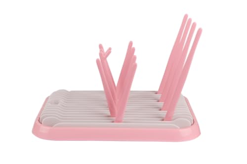Image of Altibrant Baby Bottles Drying Rack, Folding Drainer for Feeding Bottles Accessories Dryer Holder(Pink)
