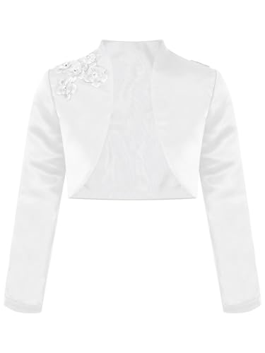 Linjinx Kids Girls Satin Bolero Shrug Jacket Cardigan Coat Wedding Party Bridesmaid Flower Girl Dress Cover Up