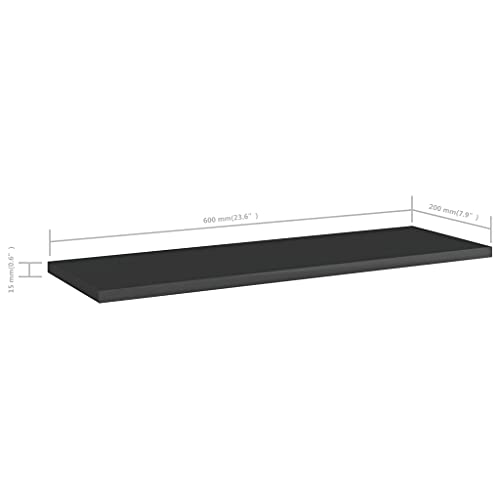 Zqqlvoo Bookshelf Boards 4 Pcs,Bookshelf Replacement Planks,Wood Shelf,Melamine Shelf,Unfinished Wood,For Retrofitting Bookcases, Excluding Mounting Parts,High Gloss Black 23.6"X7.9"X0.6" Chipboard #TOP4