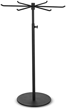 bjewego Rotating Keychain Display Stand - Height-adjustable Black Metal Jewelry Organizer - Long Necklace Display Stand with 6 Hook - Easy Clean, Scratch-resistant Display Racks for Craft Shows