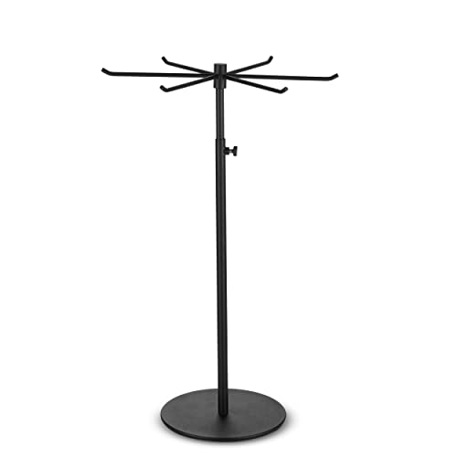 bjewego Rotating Keychain Display Stand - Height-adjustable Black Metal Jewelry Organizer - Long Necklace Display Stand with 6 Hook - Easy Clean, Scratch-resistant Display Racks for Craft Shows