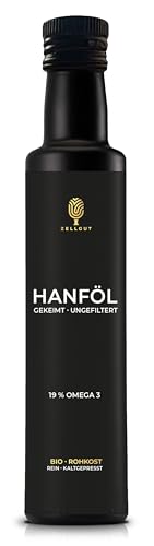 BIO HANFÖL GEKEIMT • ROHKOST • ungefiltert & kaltgepresst • mit 19% Omega 3 Fettsäuren • aus kontrolliert biologischem Anbau • enthält reichlich Vitamin E