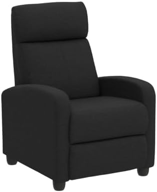 Yaheetech 2-Seat Fabric Pushback Recliner Chair with Thick Seat Cushion and Backrest Reclining Chair for Living Room Home Theater Matte Black
