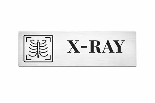 Image of Brushed Silver PVC Office Sign with Double-Sided Tape | Durable 10x3 Inch Signage for Clinics, Malls, Gyms & Hospitals - Available in Silver & Gold (Brushed Silver /, X-Ray)