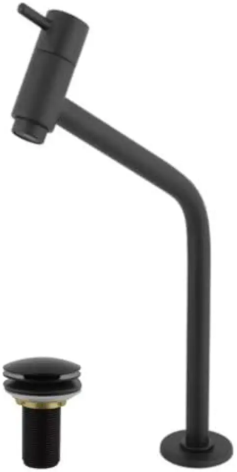Genérico Torneira Preta Alta Inox Para Cuba Apoio, Valvula Clic Preta