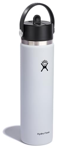 Image of Hydro Flask Water Bottle - Insulated Stainless Steel - Wide Straw Lid, Non Spill, Leakproof in 24 Oz White