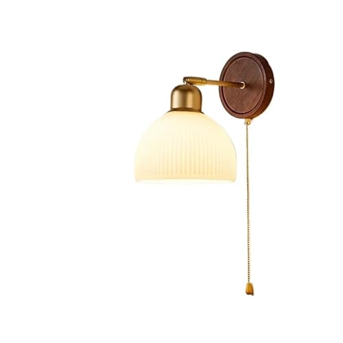 Iluminación de pared de diseño nórdico con madera y vidrio E27 para sala de estar 1