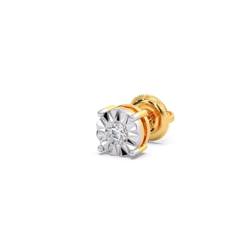 CANDERE - A KALYAN JEWELLERS COMPANY 14K BIS Hallmark Pure Yellow Gold and certified SIIJ Real Diamond Stud Earring for Women with Screw Back closure - Image 2
