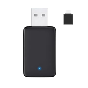 Nova Versão 2025 - Adaptador 2 em 1 CarPlay e Android Auto Sem Fio, Mini USB Dongle, Bluetooth 5.0, Wi-Fi 5.8GHz, Plug & Play, Converte CarPlay Fio para Sem Fio, Compatível 2016-2023