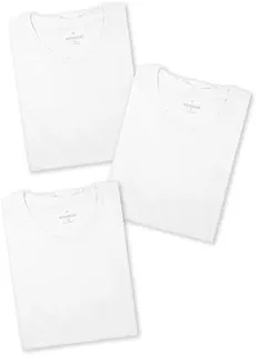 Kit 3 Camisetas Básicas Masculinas Sandrini Preto ou Sortido Algodão Premium Conforto Casual Dia a Dia (BR, Alfa, GG, Regular, Branco)