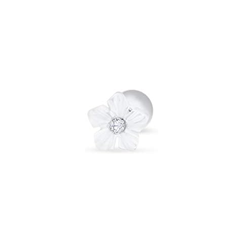 Surgical Steel 316L Bridesmaid Valentines Mother'S Day Gifts Simluated Diamond Cz Small White Flower Mother Of Pearl Jewelry Ear Stud Barbell Ball Piercing For Women Girls hypoallergenic Cover