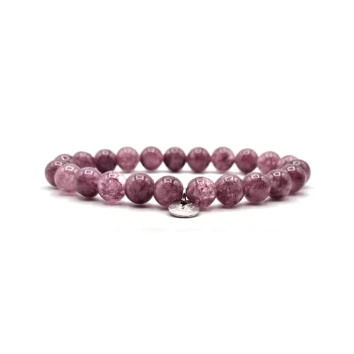 KARDINAL WEIST lépidolite bracelet, semi-précieuse perles, pierre naturelle, bijoux pour - paix - harmonie - chakra (L+, lépidolite) Cover