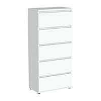 spot on dealz® White Chest of Drawers Bedroom 5 Drawer Modern Slim Side Storage Display Cabinets Bedside table Nightstand large Cabinet furniture