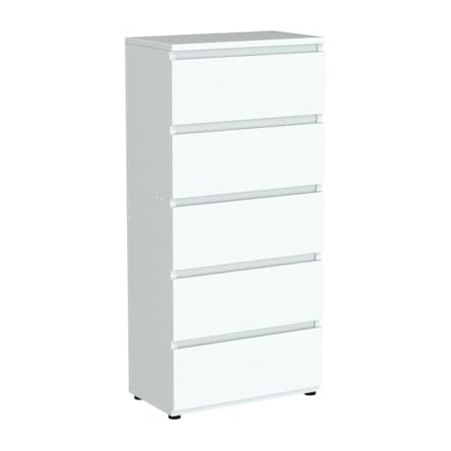 White Chest of Drawers Bedroom 5 Drawer Modern Slim Side Storage Display Cabinets Bedside table Nightstand large Cabinet furniture