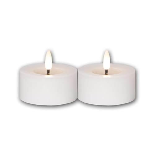 Star Trading Juego de 2 velas LED FLAME FLOW L, altura 5,5 cm, diámetro 7 cm, color blanco, funcionamiento con pilas, función de temporizador