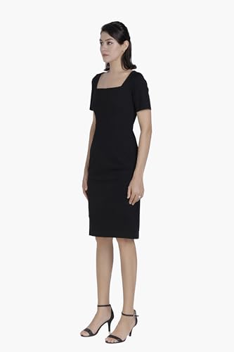 Alantino-Designer Square Neck Dress for Women-Professional Sheath Work Dress with Stretch-Formal Career Dress -Short Sleeve4