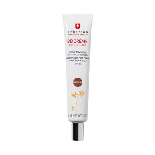 Erborian BB Creme mit Ginseng - Getönte Tagespflege mit Babyhaut-Effekt - 5-in-1 koreanische Gesichtscreme mit LSF 20 - Hautton: Schoko - 40 ml