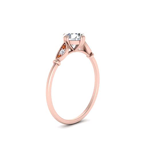 Image of Choose Your Gemstone Delicate Round Cathedral Engagement Ring Rose Gold Plated Round Shape Petite Engagement Rings Minimal Modern Design Birthday Gift Wedding Gift US Size 4 to 12