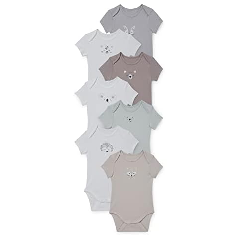 C&A Baby Unisex Body 7er Pack|Multipack Motivprint weiß/grau 80 Cover