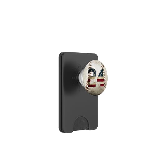 Baseball Number 24 with American USA Flag Phone Stand PopSockets PopWallet for MagSafe