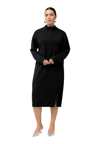 Robe femme Ulla Popken sweat noir avec col montant chic et molletonné