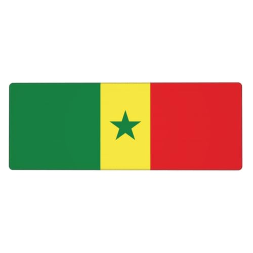 KKAFGBV Grand tapis de souris imprimé drapeau du Sénégal - 11,8 x 31,5 pouces antidérapant et imperméable pour clavier, ordinateur