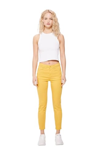 Springfield Slim Cropped Eco Dye, Pantalones Vaqueros Mujer, Amarillo/dorado, 38