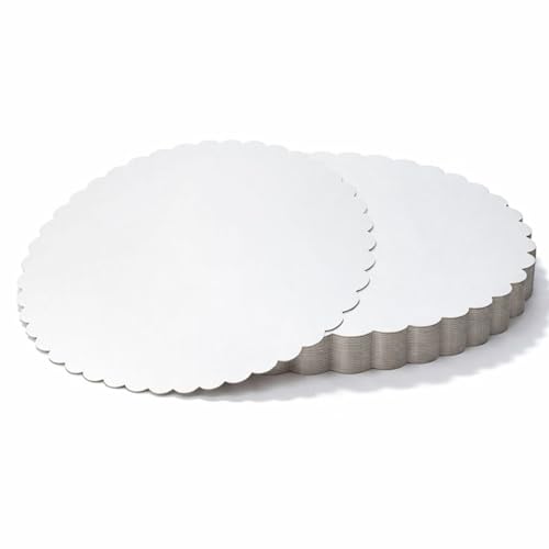 PARENCE - Lot de 6 Bases à Gâteau Rondes Ø 28 cm – Présentoirs Carton Blanc Rigide – Support Pâtisserie Jetable - 6 Pièces
