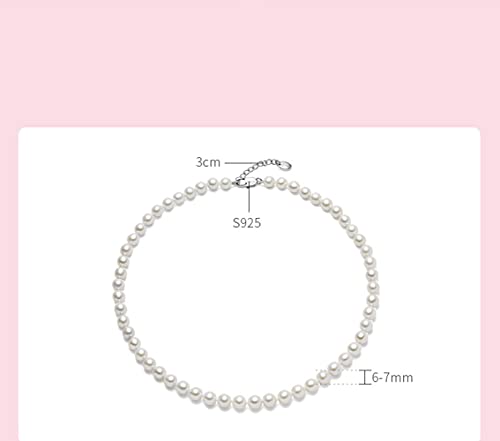 Collier ras de cou perles blanches véritables contre les irritations en argent 925 - 2