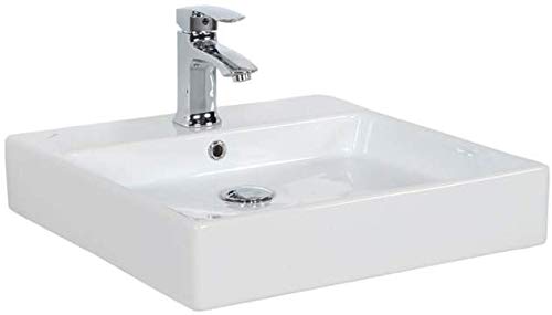 WS Bath Collections Simple 50.50B.01 Ceramic Above Counter/Wall Mount Rectangular Bathroom Sink, 19.7" L x 19.7" W x 4.8" H, White